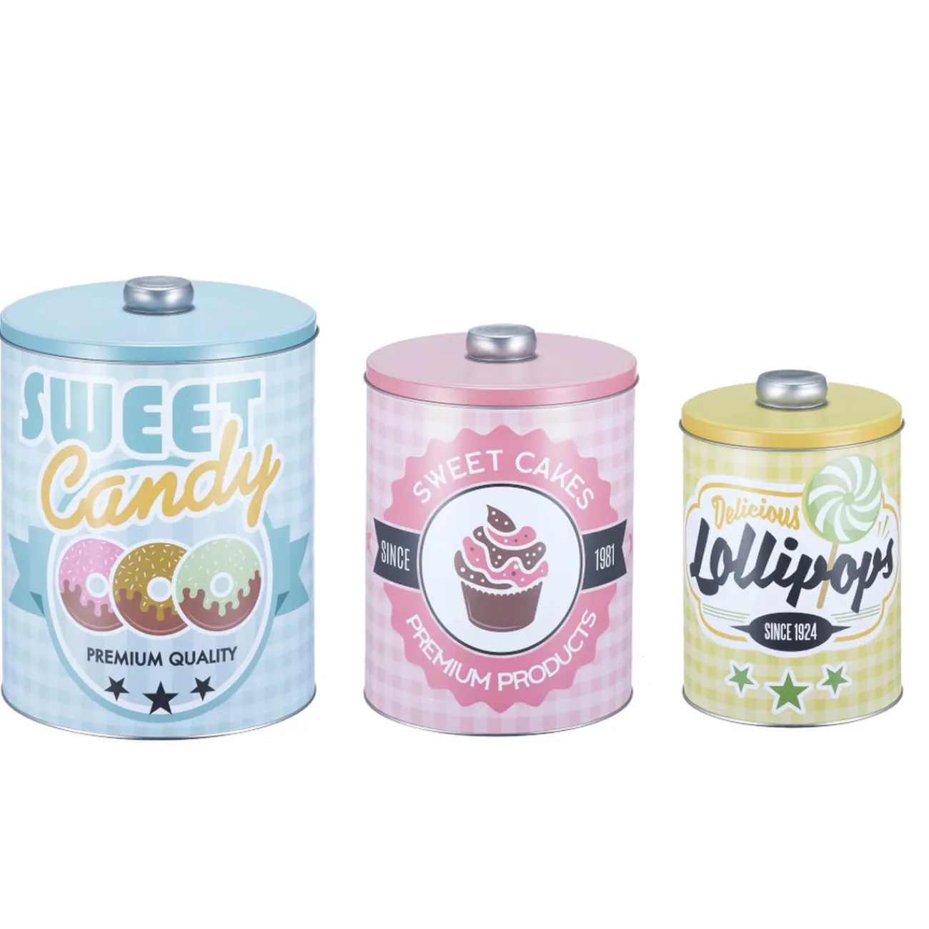 Gifi Boîte vintage encastrable bleue rose et jaune x3