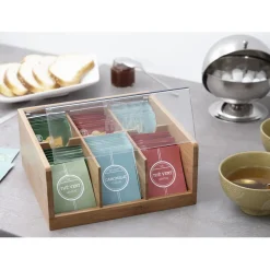 Gifi Boîtes à thé en bambou avec couvercle transparent