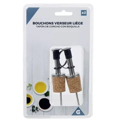 Gifi Bouchon en liège avec bec verseur inox x2