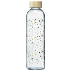 Gifi Bouteille en verre motif gouttes avec bouchon en bambou 730 ml