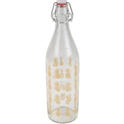 Gifi Bouteille en verre Officina style tropical motif ananas 1L