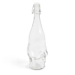 Gifi Bouteille Halloween 1L en verre forme tête de mort noire