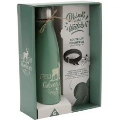 Gifi Bouteille isotherme inox avec housse et mousqueton 480 ml