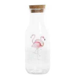 Gifi Bouteille transparente motif flamant rose avec bouchon liège