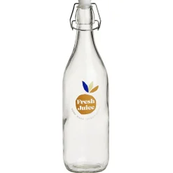 Gifi Bouteille verre transparent Fresh Juice bouchon mécanique 1L H30cm