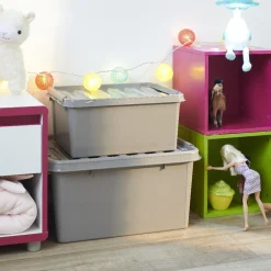 Gifi Rangement|Box de rangement à clips grise 70 L