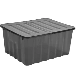 Gifi Rangement|Box de rangement à double ouverture noir fumé 48 L