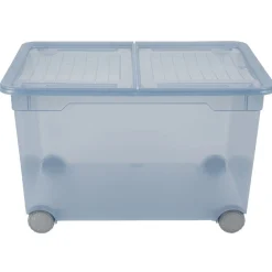 Gifi Rangement|Box de rangement à ouverture fractionnable uni bleu 46 L