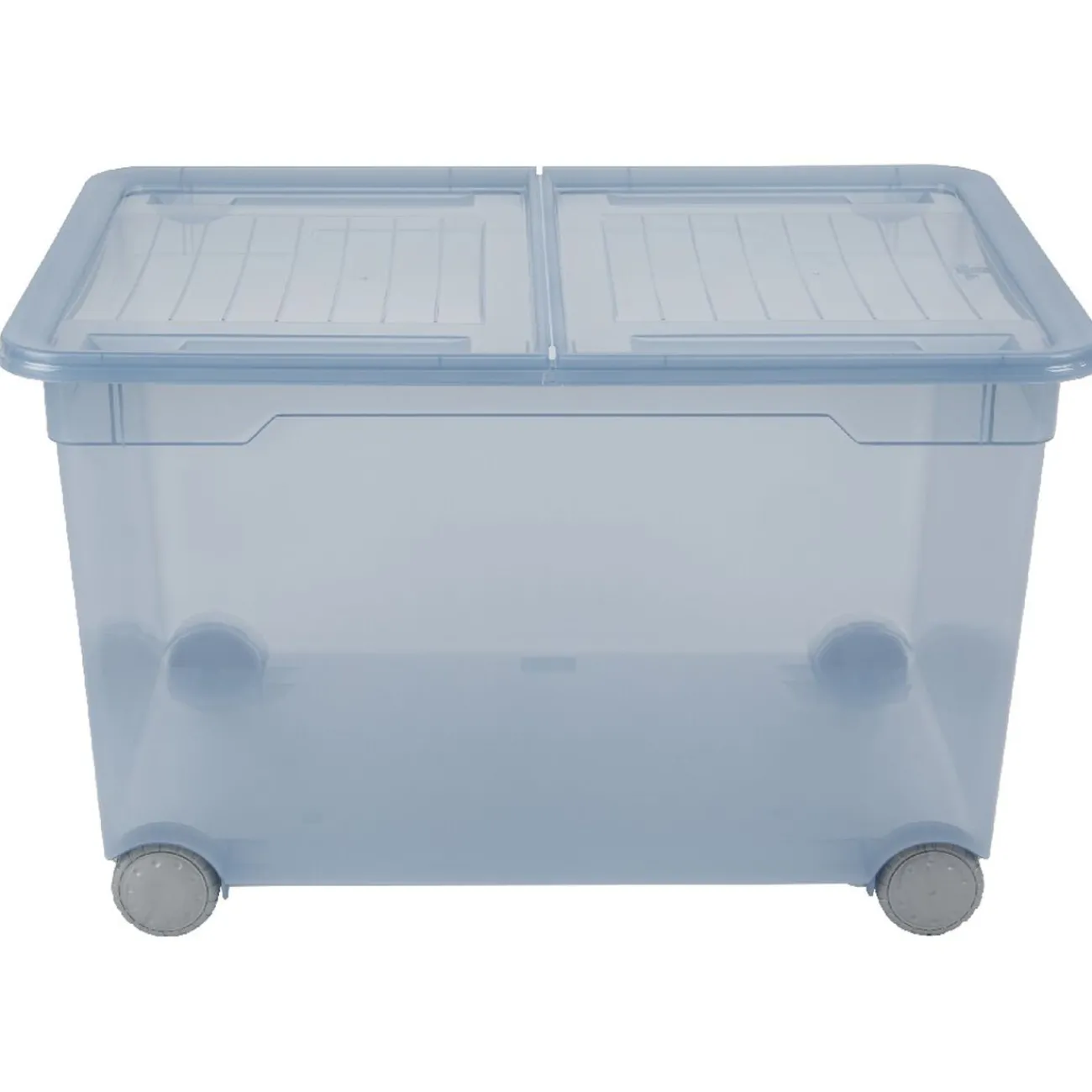 Gifi Rangement|Box de rangement à ouverture fractionnable uni bleu 46 L