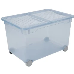Gifi Rangement|Box de rangement à ouverture fractionnable uni bleu 46 L