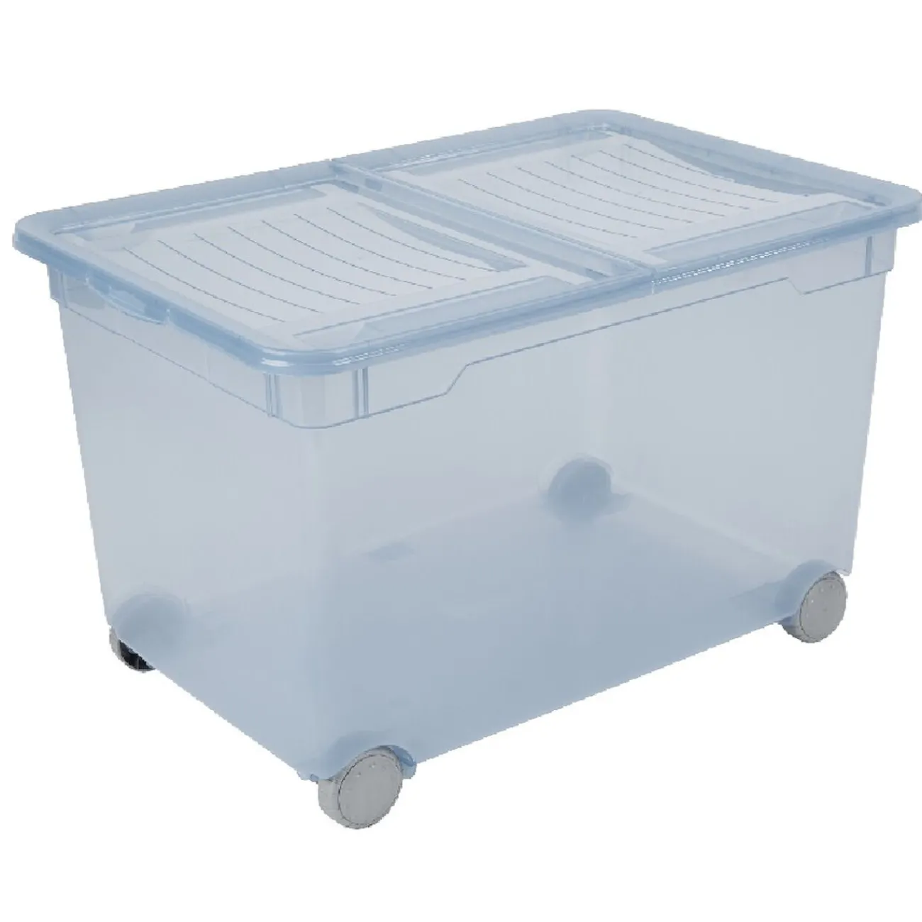 Gifi Rangement|Box de rangement à ouverture fractionnable uni bleu 46 L