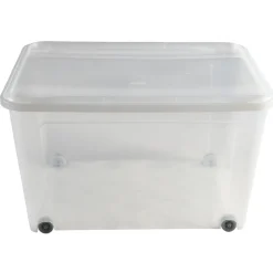 Gifi Rangement|Box de rangement à roulettes transparent 140L