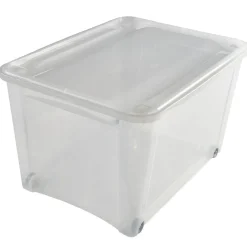 Gifi Rangement|Box de rangement à roulettes transparent 140L