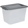 Gifi Rangement|Box de rangement A4 transparente couvercle gris poignées clips 18 L