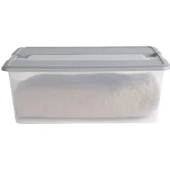 Gifi Rangement|Box de rangement A3 transparente couvercle gris poignées clips 35 L