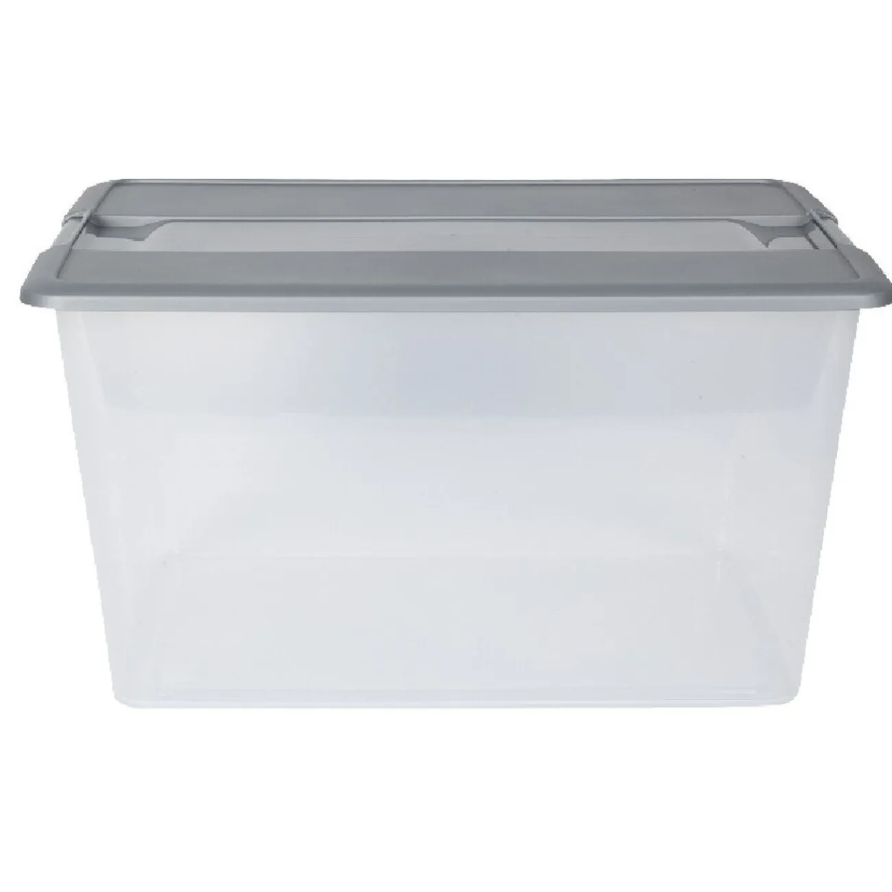 Gifi Rangement|Box de rangement A3 transparente couvercle gris poignées clips 48 L