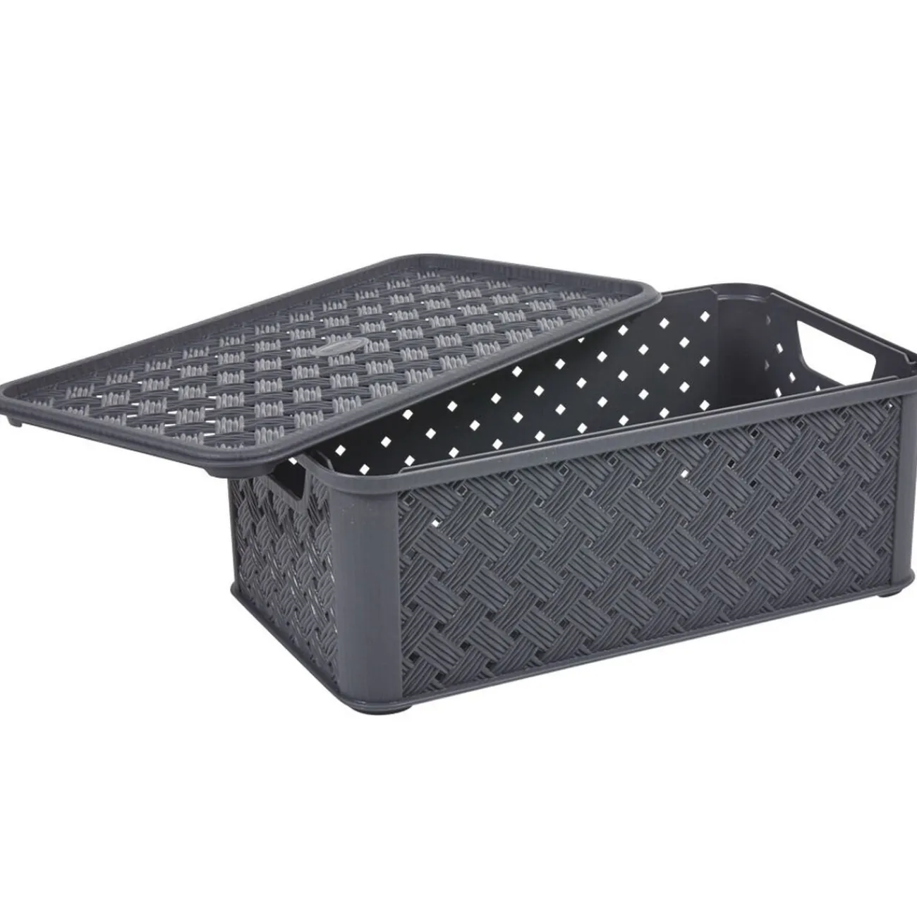 Gifi Rangement|Box de rangement Arianna effet tressé 4 L gris