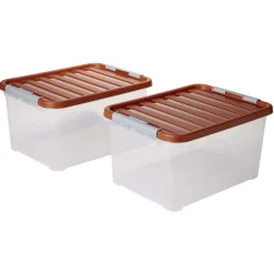 Gifi Rangement|Box de rangement avec fermeture clips 25L x2 - 44x31xH23cm