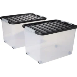 Gifi Rangement|Box de rangement avec fermeture clips 45L x2 - 52x36,5xH34cm