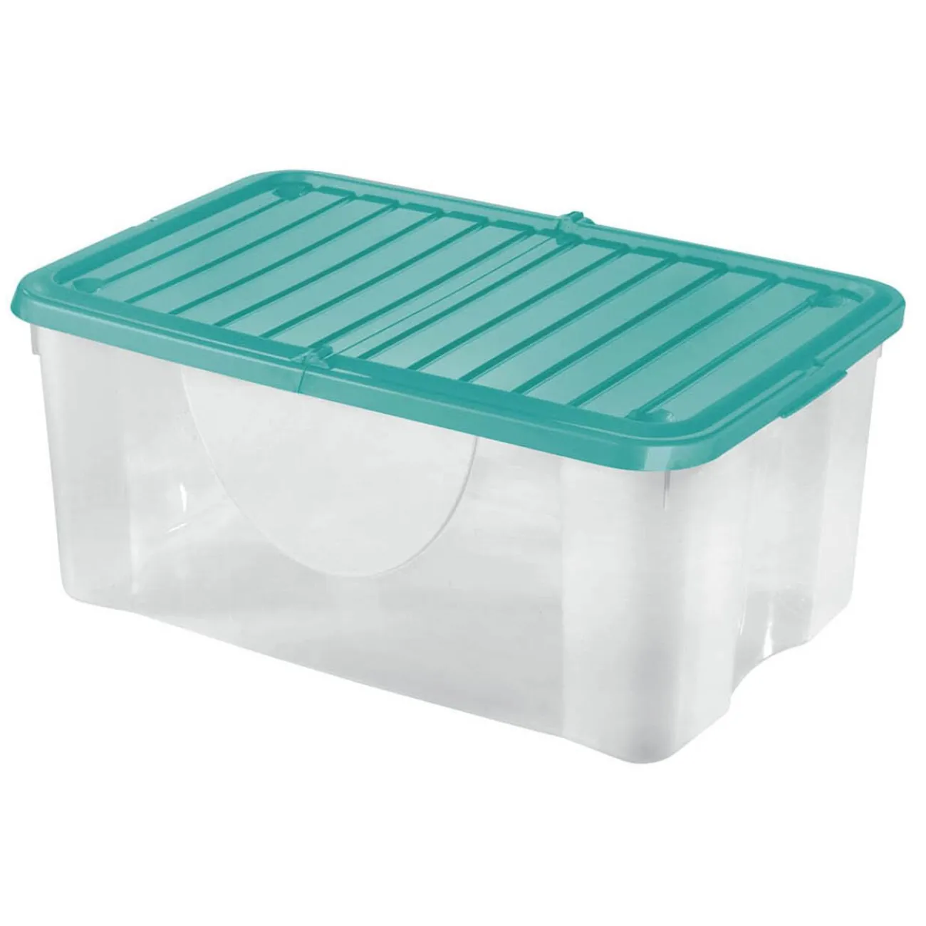 Gifi Rangement|Box de rangement blanc transparent couvercle papillon bleu 40L