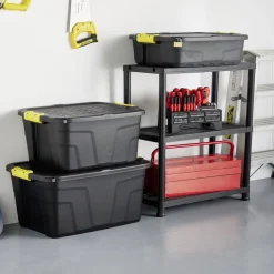 Gifi Rangement|Box de rangement brico noir 42L