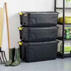 Gifi Rangement|Box de rangement brico noir 75L