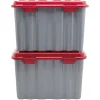 Gifi Rangement|Box de rangement bricolage 54 L gris et rouge x2
