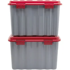 Gifi Rangement|Box de rangement bricolage 54 L gris et rouge x2