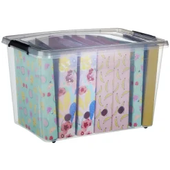 Gifi Rangement|Box de rangement couvercle clips transparent 60 L x3