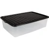 Gifi Rangement|Box de rangement dessous de lit transparent couvercle noir 27L