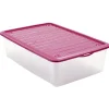 Gifi Rangement|Box de rangement dessous de lit transparent couvercle rose 27L