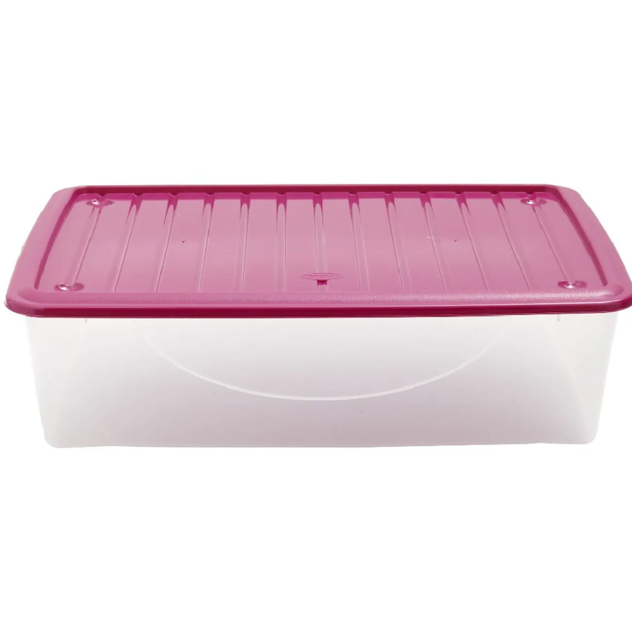 Gifi Rangement|Box de rangement dessous de lit transparent couvercle rose 27L