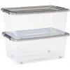 Gifi Rangement|Box de rangement en plastique 40L avec roulettes fermeture à clips x2