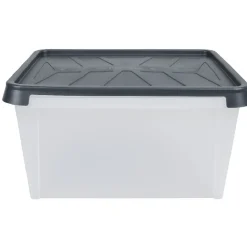 Gifi Entretien Du Linge|Box de rangement hermétique 33 L transparent et gris
