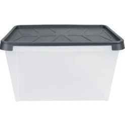 Gifi Rangement|Box de rangement hermétique 50 L transparent et gris