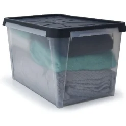 Gifi Rangement|Box de rangement hermétique 50 L transparent et gris