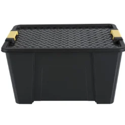 Gifi Rangement|Box de rangement noir avec couvercle 15 L