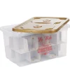 Gifi Rangement|Box de rangement Noël transparent doré 44 L
