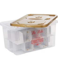 Gifi Rangement|Box de rangement Noël transparent doré 44 L