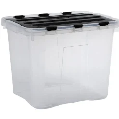 Gifi Rangement|Box de rangement plastique 24 L transparent et noir