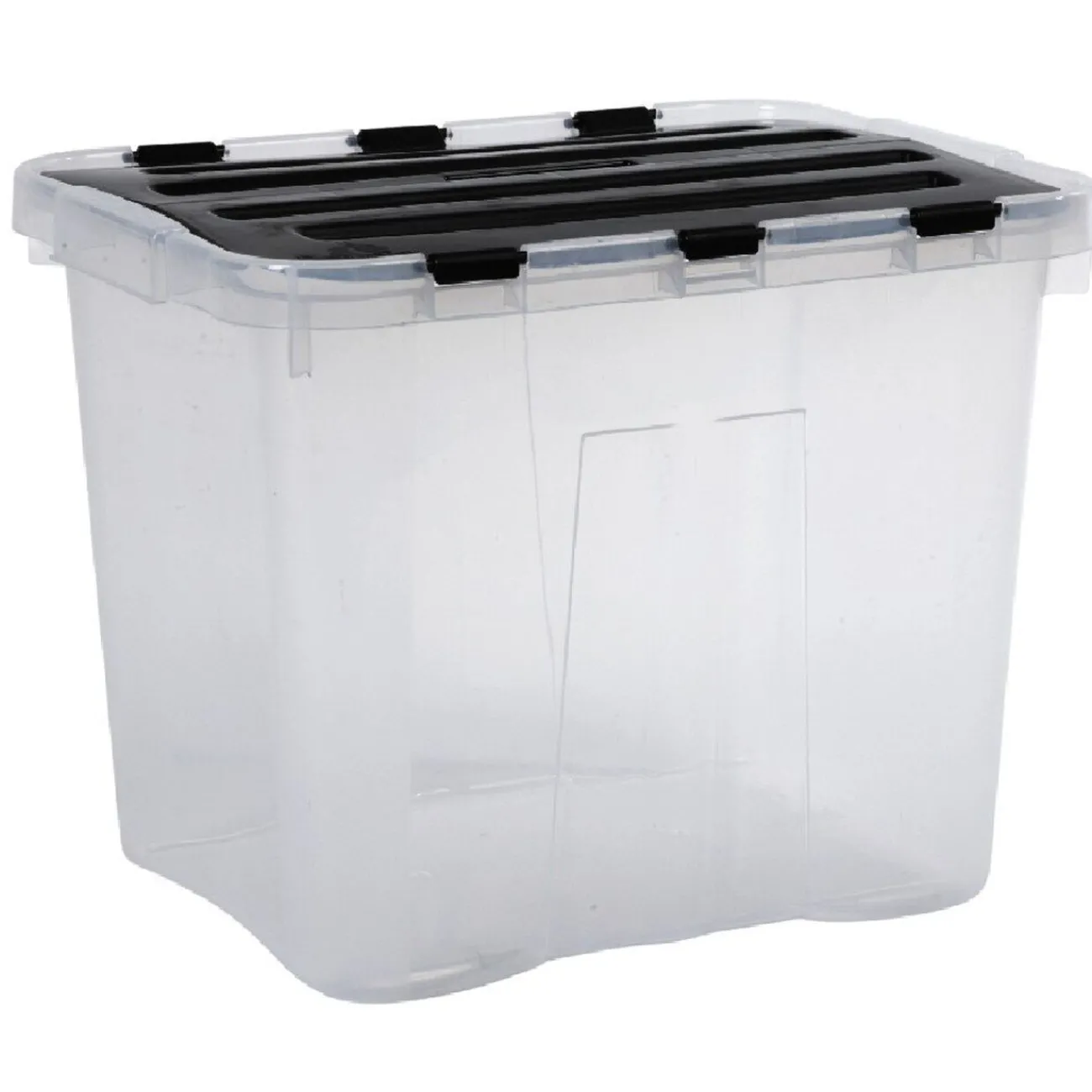 Gifi Rangement|Box de rangement plastique 24 L transparent et noir