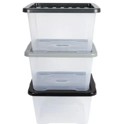 Gifi Rangement|Box de rangement plastique transparent 28 L x3