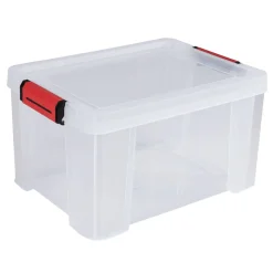 Gifi Rangement|Box de rangement transparente couvercle clips rouge 17 L