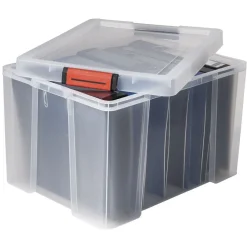 Gifi Rangement|Box de rangement transparente couvercle clips rouge 45 L