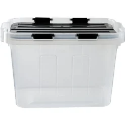 Gifi Rangement|Box de rangement transparent couvercle fractionnable noir 10 L