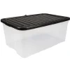 Gifi Rangement|Box de rangement transparent couvercle papillon noir opaque 40L