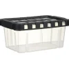 Gifi Rangement|Box de rangement transparent couvercle fractionnable noir 10 L