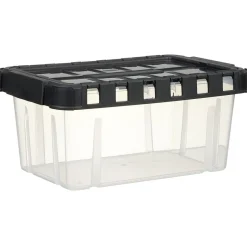 Gifi Rangement|Box de rangement transparent couvercle fractionnable noir 10 L