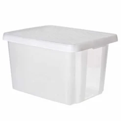Gifi Rangement|Box Essentiels couvercle blanc transparent 26 L x2