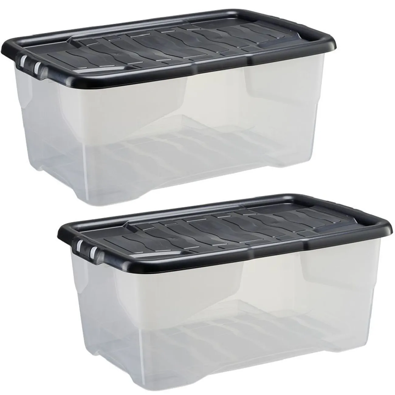 Gifi Rangement|Box 42L x2 avec couvercle noir L60xl40xH25cm